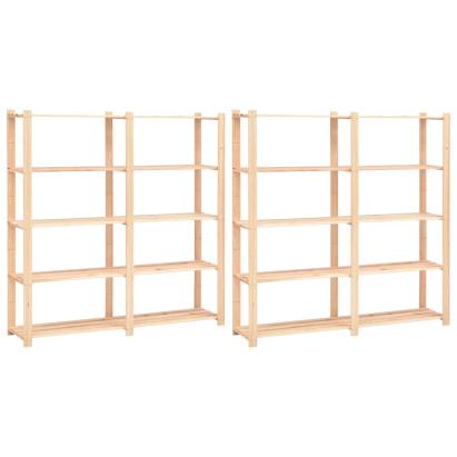 Etajere cu 5 rafturi, 2 buc, 170x38x170 cm, lemn de pin, 500 kg GartenMobel Dekor