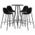 Set mobilier de bar, 5 piese, negru, material textil GartenMobel Dekor