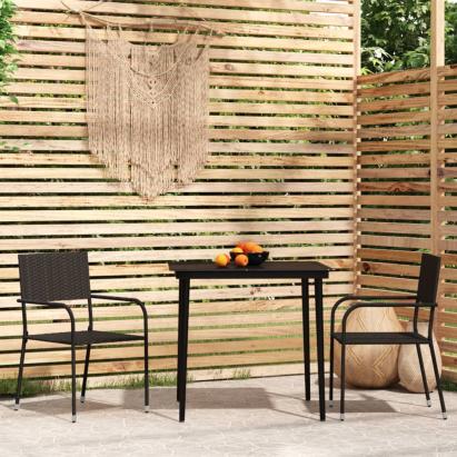 Set de mobilier pentru grădină, 3 piese, negru GartenMobel Dekor
