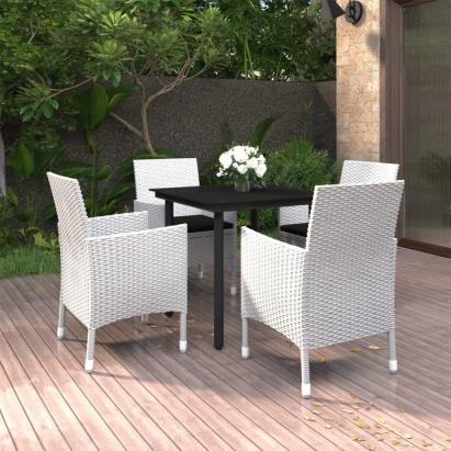 Set mobilier de grădină cu perne 5 piese poliratan & sticlă GartenMobel Dekor