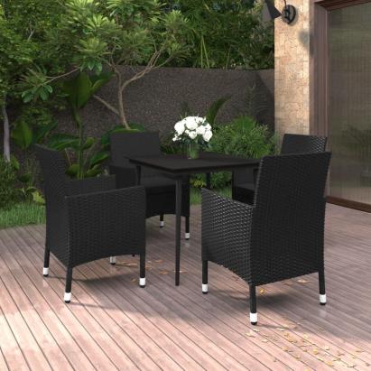 Set mobilier de grădină cu perne 5 piese poliratan & sticlă GartenMobel Dekor