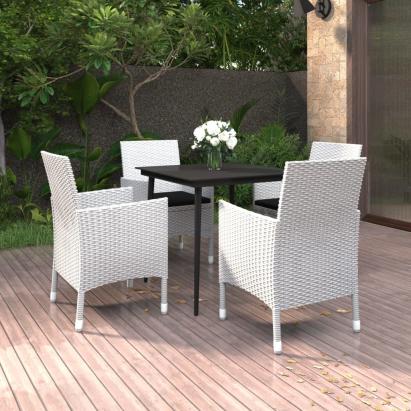 Set mobilier de grădină cu perne 5 piese poliratan & sticlă GartenMobel Dekor