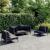 Set mobilier de grădină cu perne 4 piese gri închis poliratan GartenMobel Dekor