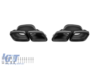 Capace de evacuare de tip A Design negre, potrivite pentru Mercedes Clasa C W205 după 2013, Clasa E W213 după 2016 Performance AutoTuning