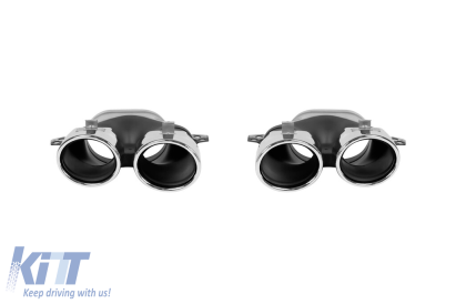 Set de vârfuri cromate tip A Design potrivit pentru Mercedes Clasa C W205 după 2013, Clasa E W213 după 2016, CLS C257 după 2018 Performance AutoTuning