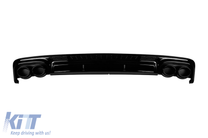 Difuzor tip S6 cu capete din plastic negru, potrivit pentru bara de protecție S-line din spate la Audi A6 sedan, break după 2018 -oo--oo- Performance AutoTuning