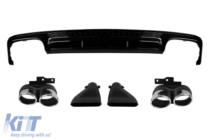 Difuzor tip S6 cu capace cromate potrivit pentru bara spate S-line pe Audi A6 sedan, break după 2018 -oo--oo- Performance AutoTuning