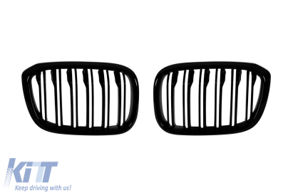 Grile rinichi cu fante duble vopsite în negru, potrivite pentru BMW X3 G01, X4 G02 2017-2021 Performance AutoTuning
