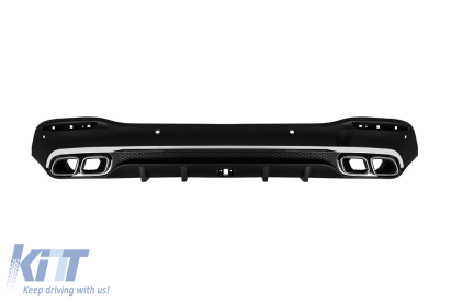 Difuzor tip GLE63 cu capete cromate pentru bara spate A Design potrivit pentru Mercedes GLE W167 după 2019 -oo--oo-, garnitură cromată Performance AutoTuning