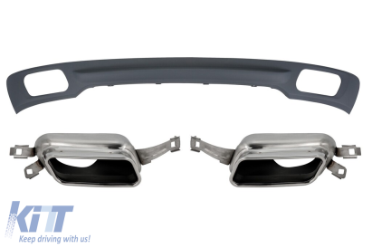 Difuzor tip 740i cu capete cromate, potrivit pentru bara de protecție din spate standard pe BMW Seria 7 F01 2008-2015 Performance AutoTuning