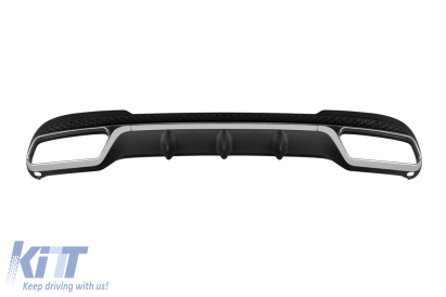 Difuzor tip E63 cu capete cromate potrivit pentru bara spate A Design pentru Mercedes E-Class W212 sedan, S212 break 2014-2016 -oo--oo-, cu garnitură cromată Performance AutoTuning