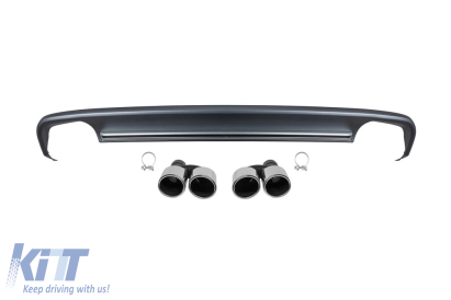 Difuzor tip S6 cu capete cromate potrivit pentru bara spate standard pentru Audi A6 sedan, break 2012-2015 -oo--oo- Performance AutoTuning