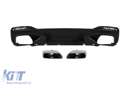 Difuzor tip M Performance Design Design cu capace cromate potrivit pentru bara spate M Technik la BMW Seria 5 G30 sedan, G31 break 550i după 2017 -oo--oo-, lac negru Performance AutoTuning