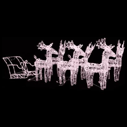 Decorațiune de Crăciun reni și sanie 320 LED-uri acril GartenMobel Dekor