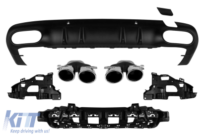 Difuzor tip CLS53 cu capete cromate potrivit pentru bara de protecție spate A Design pe Mercedes CLS C257 după 2018 -oo--oo- Performance AutoTuning