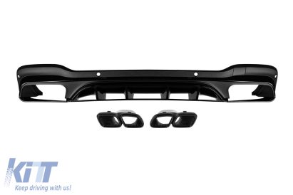 Difuzor tip 63 cu capete negre potrivit pentru bara din spate A Design line, GLC63, GLC43 pe Mercedes GLC X253 după 2019 -oo--oo-, cu garnitură neagră Performance AutoTuning