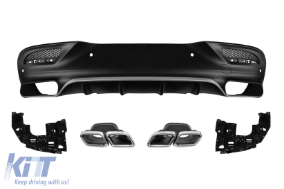 Difuzor tip GLE63 cu capete cromate potrivit pentru Mercedes GLE Coupe C292 2015-2019 -oo--oo-, cu garnitură cromată Performance AutoTuning