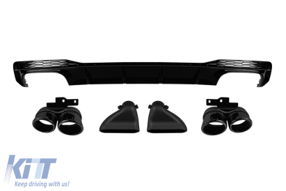 Difuzor tip S7 cu capete negre potrivit pentru bara S-line din spate a Audi A7 Sportback după 2019, negru mat -oo--oo- Performance AutoTuning