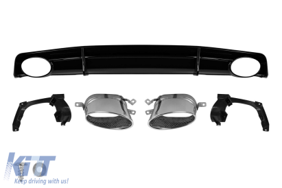 Difuzor tip RS7 cu capete cromate potrivit pentru bara spate S-line pe Audi A7 2015-2018 -O---O- Performance AutoTuning