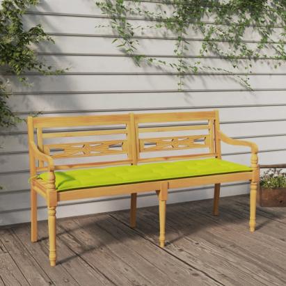 Bancă Batavia cu pernă verde aprins, 150 cm, lemn masiv tec GartenMobel Dekor
