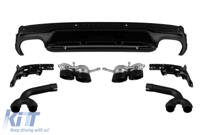 Difuzor tip SQ7 cu capete negre potrivit pentru bara spate S line pe Audi Q7 după 2020 -oo--oo- Performance AutoTuning