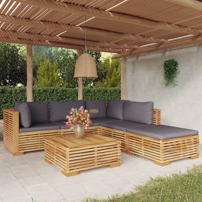 Set mobilier grădină cu perne, 6 piese, lemn masiv de tec GartenMobel Dekor