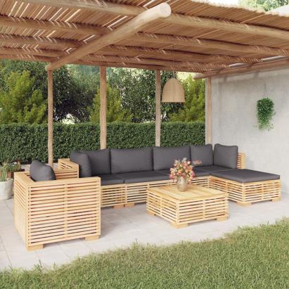 Set mobilier grădină cu perne, 7 piese, lemn masiv de tec GartenMobel Dekor