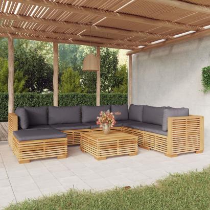 Set mobilier grădină cu perne, 8 piese, lemn masiv de tec GartenMobel Dekor