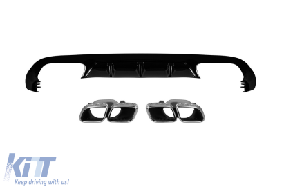 Difuzor tip E63 A Design cu capace cromate potrivit pentru bara de protecție spate A Design pe Mercedes E-Class C238 coupe după 2017 -oo--oo- Performance AutoTuning