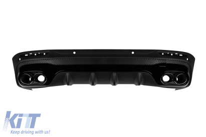 Difuzor tip GLB45 cu capace negre potrivit pentru bara spate A Design pe Mercedes GLB X247 după 2019 Performance AutoTuning