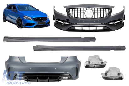 Un pachet de design tip A45 potrivit pentru Mercedes A-Class W176 hatchback 2012-2018 Performance AutoTuning