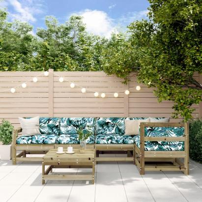 Set mobilier de grădină cu perne, 6 piese, lemn de pin tratat GartenMobel Dekor