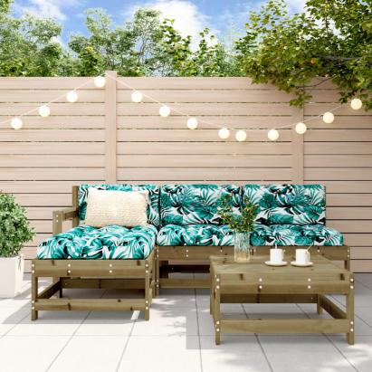 Set mobilier de grădină cu perne, 5 piese, lemn de pin tratat GartenMobel Dekor