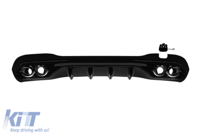 Difuzor tip C43 cu capete negre potrivit pentru bara spate A Design pe Mercedes C-Class W206 sedan, S206 break după 2021, lac negru cu garnitură neagră, -oo--oo- Performance AutoTuning