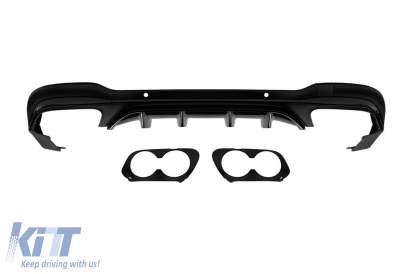 Difuzor tip 43 potrivit pentru bara din spate A Design line, GLC63, GLC43 a Mercedes GLC SUV X253 2015-2022 -oo--oo-, cu garnitură de lac negru Performance AutoTuning
