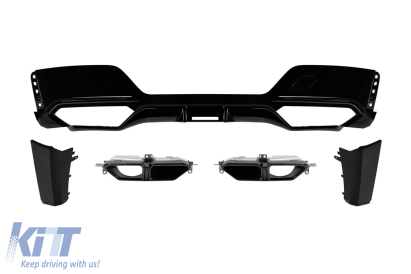 Difuzor M Performance Design Design cu capete negre tip 760, potrivit pentru bara spate M a BMW Seria 7 G70 după 2023, -oo-oo-, lac negru Performance AutoTuning