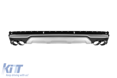 Difuzor tip SQ7 cu capace cromate potrivit pentru bara spate S line pe Audi Q7 după 2020 -oo--oo-, cu garnitură cromată Performance AutoTuning