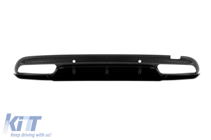 Difuzor tip C63 ediția 1 potrivit pentru bara de protecție spate A Design a Mercedes C-Class W205 2013-2020 -oo--oo-, cu garnitură de lac negru Performance AutoTuning