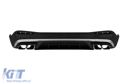 Difuzor tip GLC63 cu capete cromate pentru bara spate A Design potrivit pentru Mercedes GLC SUV X254 după 2023 -oo--oo-, cu garnitură cromată Performance AutoTuning
