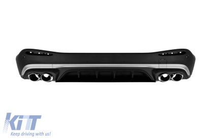 Difuzor tip GLC43 cu capace cromate pentru bara spate A Design potrivit pentru Mercedes GLC SUV X254 după 2023 -oo--oo-, cu garnitură cromată Performance AutoTuning