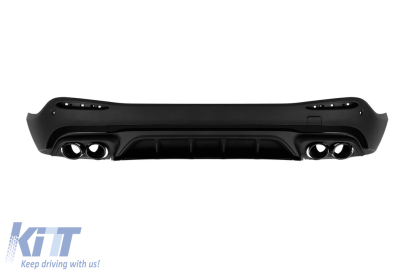 Difuzor tip GLC43 cu terminale de evacuare din lac negru pentru bara spate A Design potrivit pentru Mercedes GLC SUV X254 după 2023 -oo--oo-, cu garnitură din lac negru Performance AutoTuning