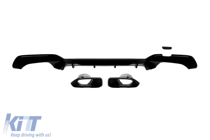 Difuzor tip M Competition cu vârfuri din lac negru pentru bara spate M Technik potrivit pentru BMW Seria 3 G20 sedan, G21 touring 340i după 2019 -oo--oo-, lac negru Performance AutoTuning