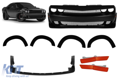 Pachet Demon cu bara frontală și extensii potrivite pentru aripile din față și din spate pentru Dodge Challenger 2008-2014 Performance AutoTuning
