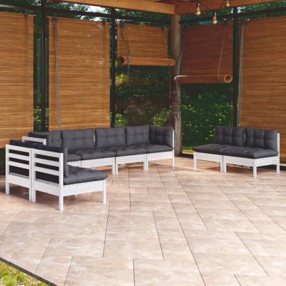 Set mobilier de grădină cu perne, 8 piese, lemn masiv de pin GartenMobel Dekor