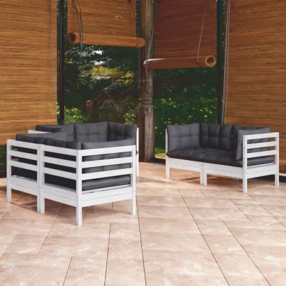 Set mobilier de grădină cu perne, 6 piese, lemn masiv de pin GartenMobel Dekor