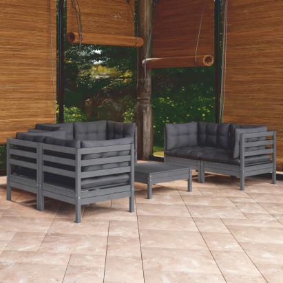 Set mobilier grădină cu perne, 7 piese, lemn masiv de pin GartenMobel Dekor