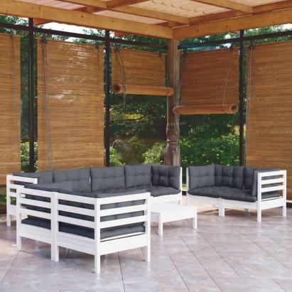 Set mobilier de grădină cu perne, 9 piese, lemn masiv de pin GartenMobel Dekor
