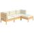 Set mobilier grădină cu perne, 4 piese, crem, lemn de pin GartenMobel Dekor