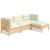 Set mobilier grădină cu perne, 4 piese, crem, lemn de pin GartenMobel Dekor