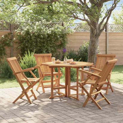 Set de mobilier de exterior pliabil, 5 piese, lemn masiv de tec GartenMobel Dekor